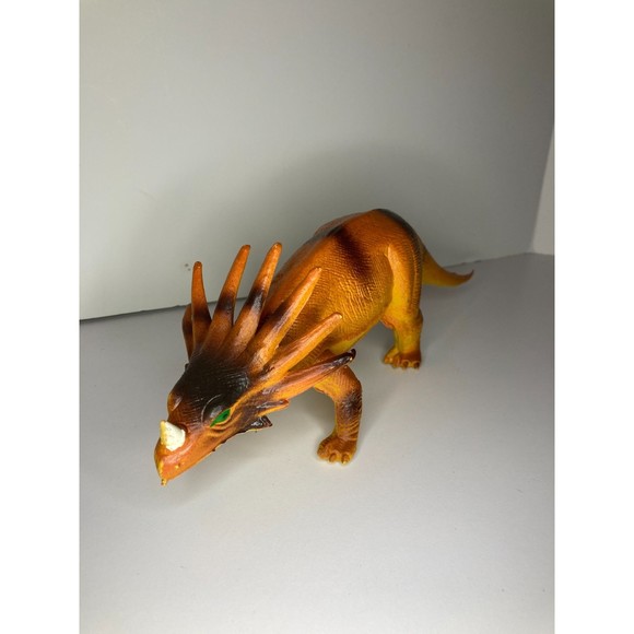 Vintage Imperial Dinosaur Toy Styracosaurus Figure 10.5" 1985 Rubber Dino - Picture 4 of 8